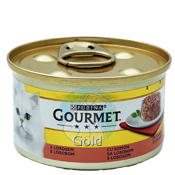 کنسرو گربه ماهی سالمون کیک 85گرمی آلمانی Gourmet Gold